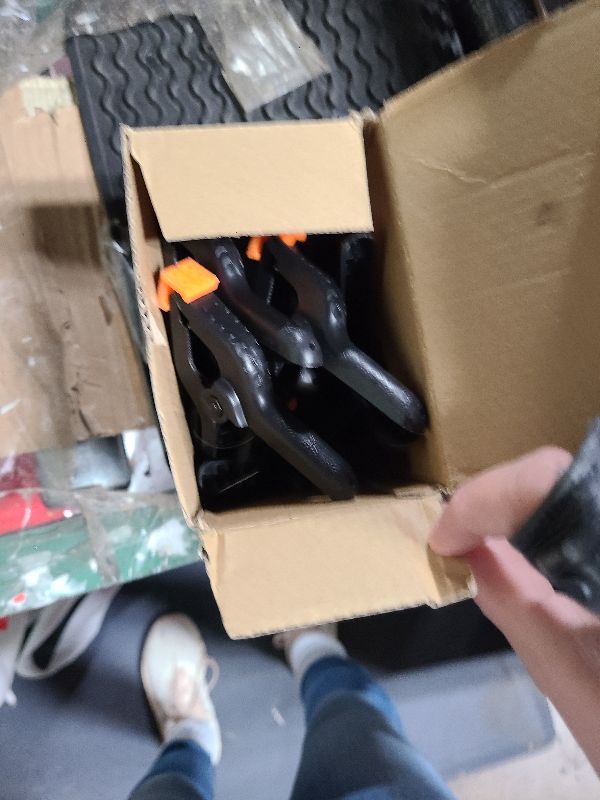 Photo 1 of 12 Pack Plastic Spring Clamps, 3.5inch Small Heavy Duty Clips for Crafts, Backdrop Stand, Woodworking, Photography Studios (Black)