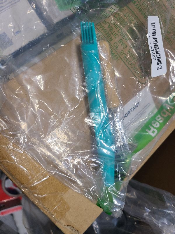 Photo 1 of 2 PCS Hair Brush Cleaning Tool Comb Cleaner Brush Rake Design Mini Comb Cleaning Hair Remover Tool for Removing Dust Home and Salon Use (Green, Wood Color)