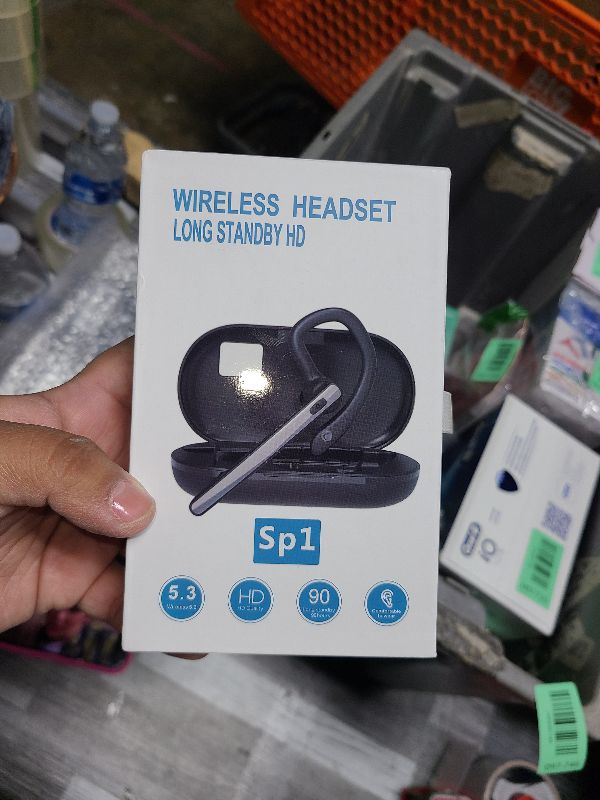 Photo 1 of Bluetooth Headset V5.3, Wireless Earpiece with 500mAh Charging Case Hand-Free Headphones Noise Canceling Mic for Office/Driving/Business