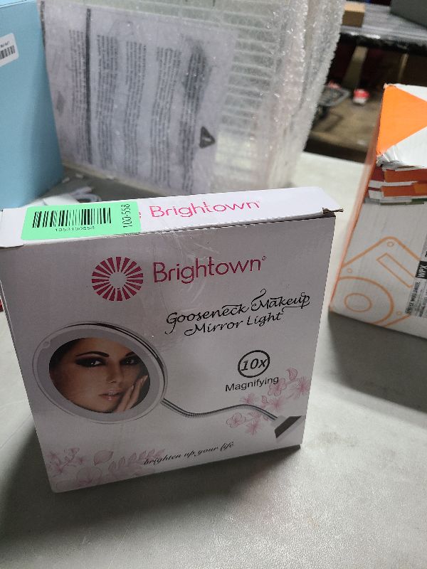 Photo 1 of 10x Magnifying Mirror with Light, Flexible Gooseneck Make up Mirror with Lights and Magnification, Battery Operated Cordless with Suction Cups for Wall Bathroom