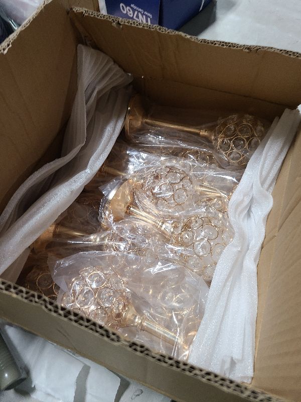 Photo 1 of 12 Pack Crystal Candle Holders Gold or Silver Candle Holders Bulk Decorative Tealight Candle Holder for Wedding, Party, Christmas Table Centerpieces Decoration (Gold)