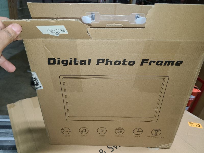 Photo 1 of 15 Inch Digital Picture Frame, Large Frameo Digital Photo Frame with Remote Control Support Video and Music, Slideshow Clock Calendar Wall Mountable MP3/4 Movie Player (Black)