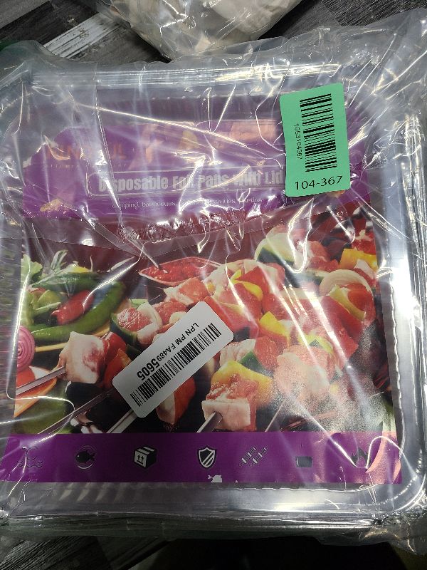 Photo 1 of (35 Pack) 8x8 Square Aluminum Baking Cake Pans with Clear Plastic Lids - Foil Pans with Lids - Disposable Food Containers Great for Cooking, Heating, Storing, Prepping Food