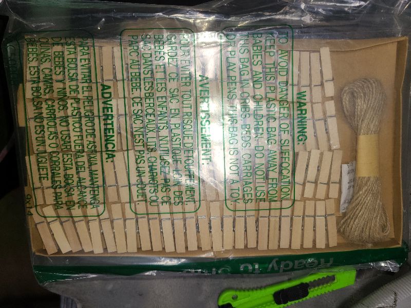 Photo 1 of 1.35 Inch Mini ClothesPins for Photo?100 Pcs? with 32 Feet Jute Twine?Mini Clothes Pins for Crafts,Wooden Small Clothes Pins for Pictures,Tiny Decorative Clothespins for Baby Shower(Natural Color)
