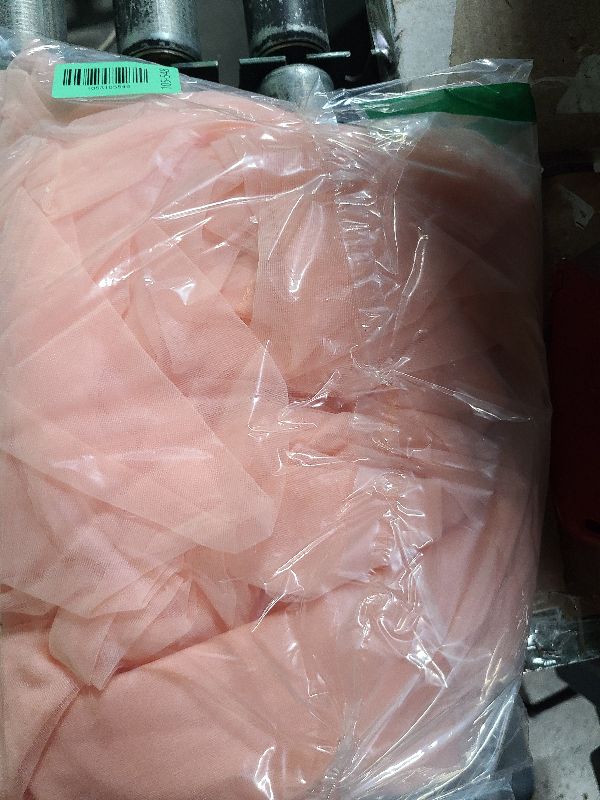 Photo 1 of 10x8ft Peach Tulle Backdrop Curtain with Lights String for Parites, Sheer Backdrop Curtains for Wedding Baby Shower Birthday Party Photo Shoot Decorations