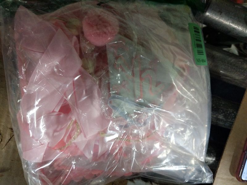 Photo 1 of 1/2 Birthday Girl Half Birthday Decorations Pink Bow It's My 1/2 Birth Banner Glitter Cake Topper Ribbon Bow Wood Bead High Chair Banner & Cone Hat 6 Months birthday Decorations Party Supplies (Pink)