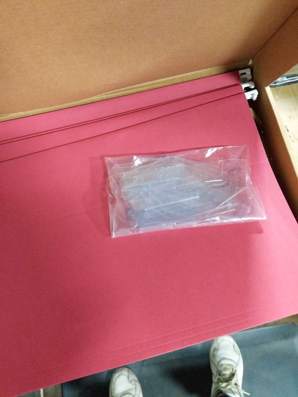 Photo 1 of 25 Blue Summit Supplies Red Hanging File Folders Letter Size – Durable 11pt Paper, Plastic Tabs and Inserts Included, Fits Standard Filing Cabinets and Desktop Organizers