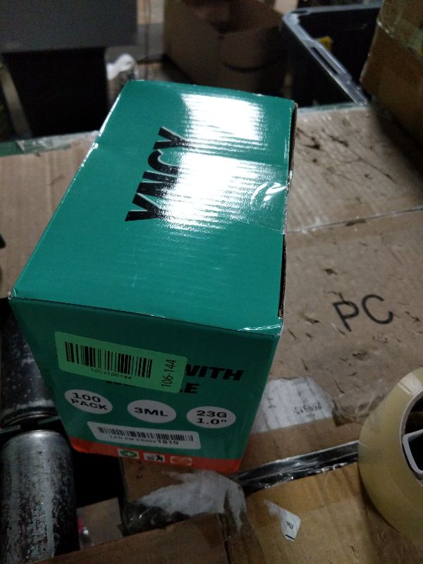 Photo 1 of 100 Pack 3ml Disposable Syringe with Needle 23Ga 1.0 Inch, Luer Lock Syringes, Individual Sterilized Wrapped