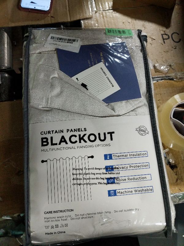 Photo 1 of 100% Blackout Shield Linen Blackout Curtains for Bedroom 96 Inches Long, Back Tab/Rod Pocket Living Room Drapes, Thermal Insulated Blackout Curtains 2 Panels Set, 50" W x 96" L, Beige