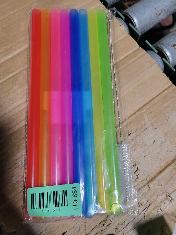 Photo 1 of [Angled Tips] 8 Pcs Reusable Boba Straws & Smoothie Straws - Multi Colors Jumbo Wide Reusable Straw, BPA FREE Food-Grade Plastic Straw for Bubble Tea(Tapioca, Boba Pearls), Milkshakes with 2 Brushes