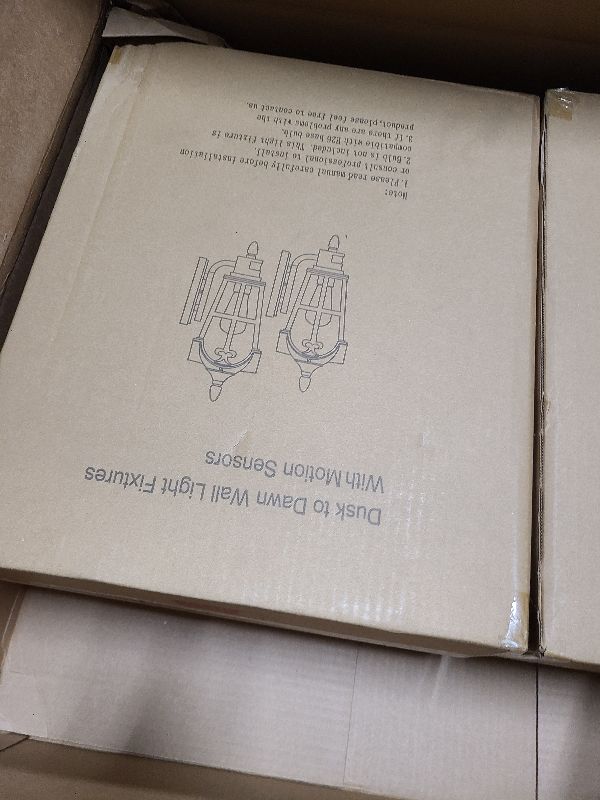 Photo 1 of 16in 2-Pack Large Motion Sensor Outdoor Wall Lights, Dusk to Dawn Porch Lights Wall Mount, Vintage Exterior Light Fixtures Sconces Lighting, Black Wall Lanterns Outside Lights for House Front Door