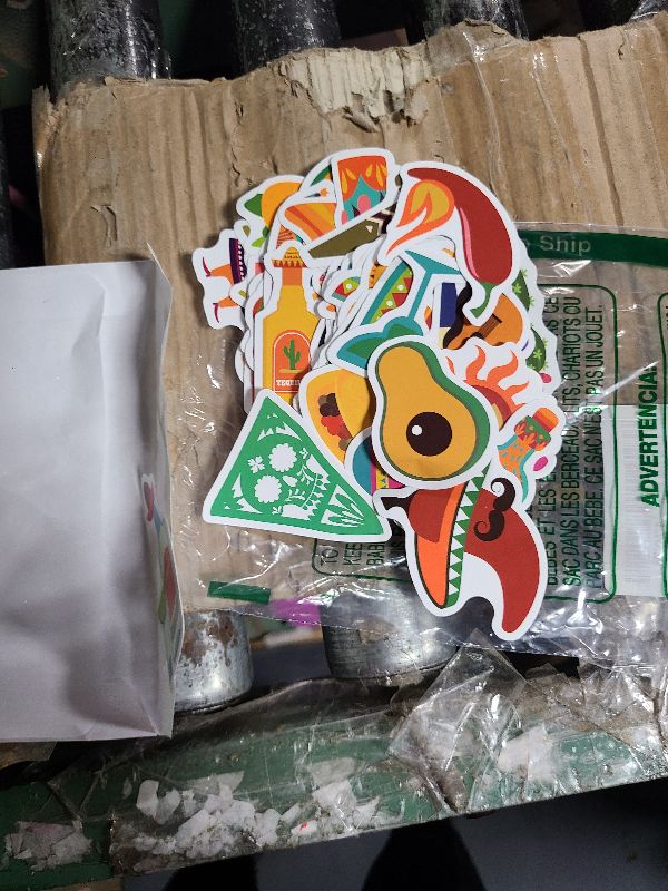 Photo 1 of 100 Pack Mexican Fiesta Stickers, Mexican Taco Cinco De Mayo Party Favors, Party Decorations