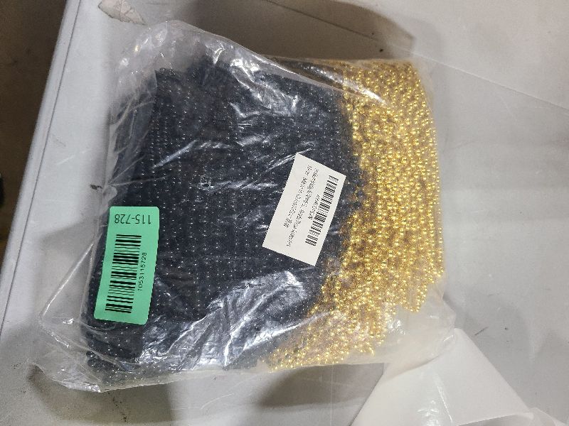 Photo 1 of 100 PCS New Years Beads Bulk, 33" Mardi Gras Beads Necklaces, Congrats Grad Beads Necklaces, Blackgold Parade Throw Supplies Graduations Party Beads Party Accessories Set Favors