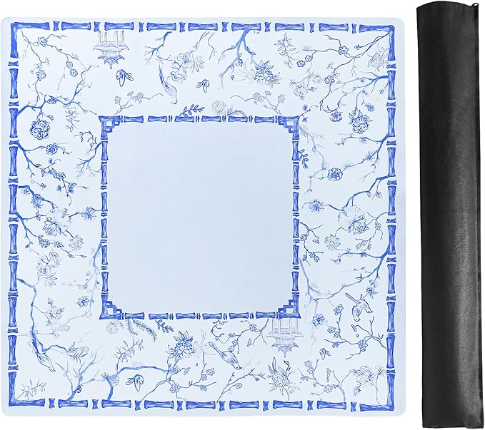 Photo 1 of **MSRP: 22.79** Large Blue Mahjong Mat (31.5” x 31.5”) with Black Carrying Bag, Anti-Slip, Noise-Reducing Table Cover for Mahjong, Poker, Board Games, Dominoes, and Card Games