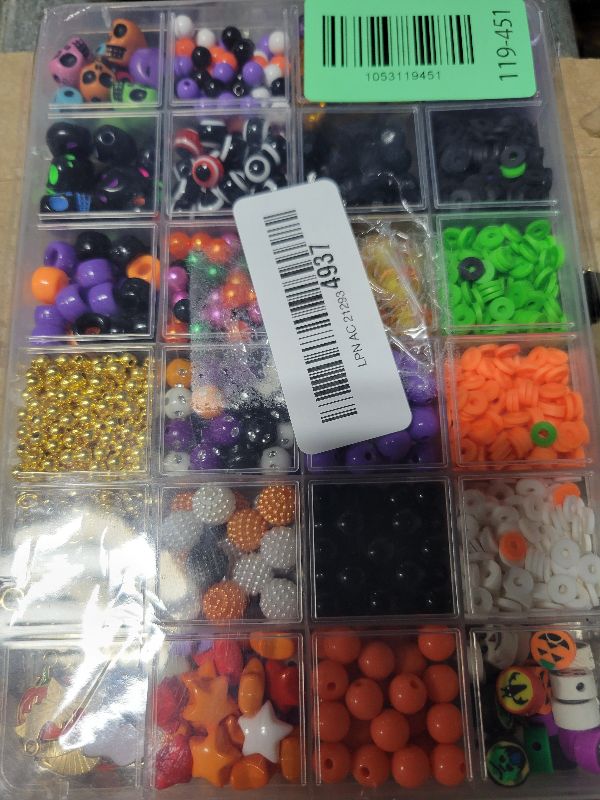 Photo 1 of 1970Pcs Halloween Bracelet Kit, Halloween Beads for Bracelets Jewelry Making Orange Black White Purple Polymer Clay Beads Pumpkin Evil Eye Skull Bead with Ghost Spider Charms for DIY Craft Earring