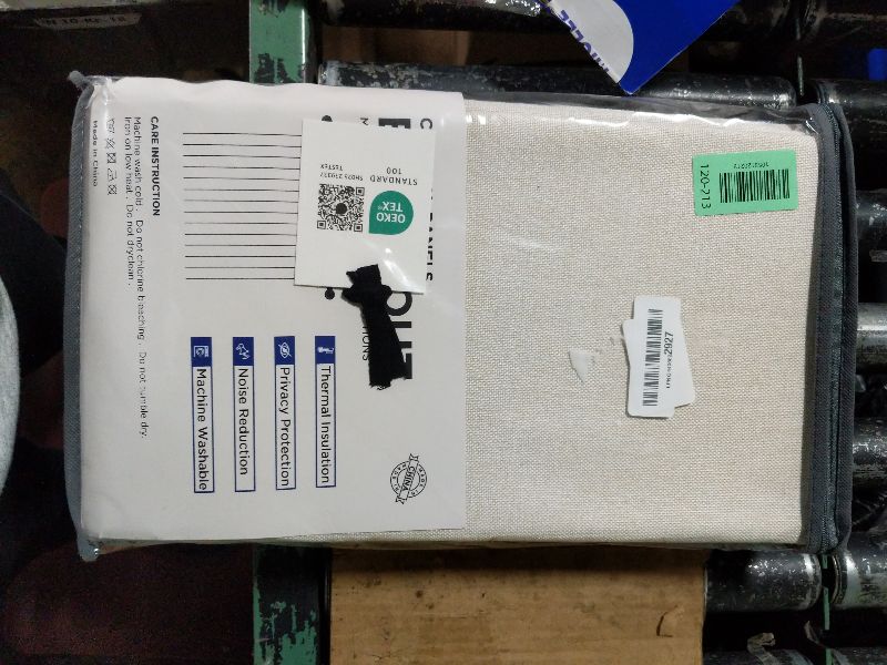 Photo 1 of 100% Blackout Shield Linen Blackout Curtains for Bedroom 96 Inches Long, Back Tab/Rod Pocket Living Room Drapes, Thermal Insulated Blackout Curtains 2 Panels Set, 50" W x 96" L,Cream