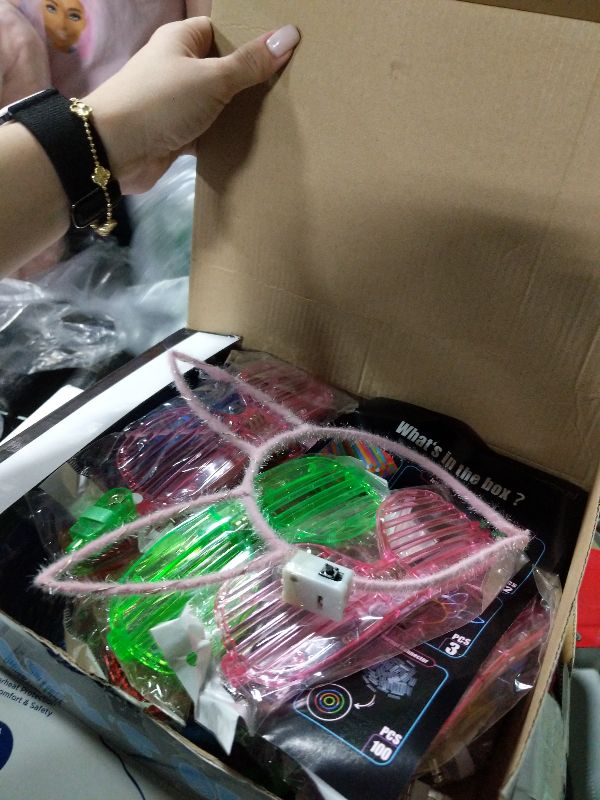 Photo 1 of 150PCS Glow in the Dark Party Supplies for Kids Adults, Light Up Party Favors with Light Up Glasses, Headband, Rings, 100 Glow Sticks Bulk Party Pack DIY Glow Necklaces Bracelets, Neon Party Supplies