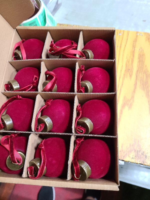 Photo 1 of 12 Pcs Velvet Christmas Balls Bulk Shatterproof Plastic Christmas Tree Decorations for Decorative Hanging Baubles (12, Wine red, 2.36Inch)