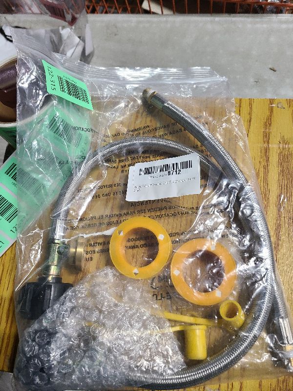 Photo 1 of 15 Inch RV Propane Hose Replacement with Gauge, 2 Pack - Stainless Steel Braided Hose for RV Two-Stage Regulator - 1/4" Male NPT & QCC1 Inlet, 350PSI