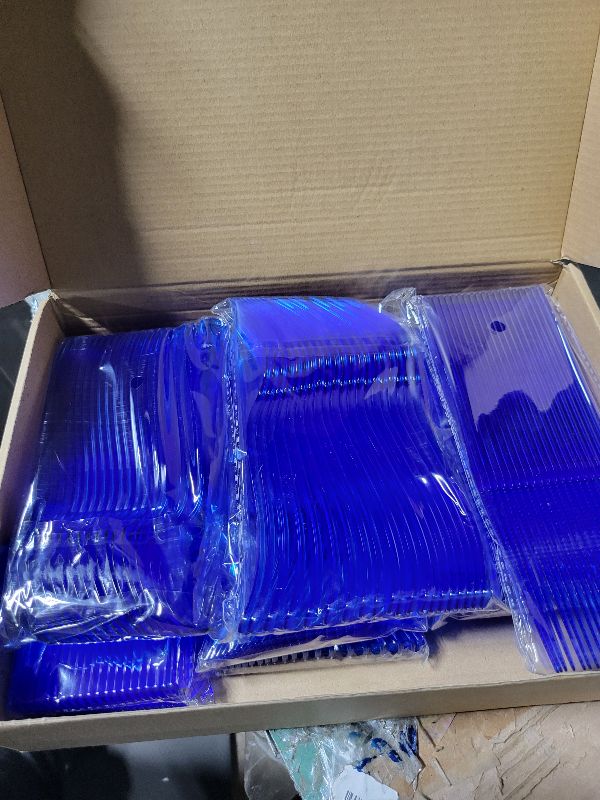 Photo 1 of 180pcs Blue Disposable Cutlery Set Plastic Silverware Heavy Duty Utensil Sets 60 Forks 60 Knives 60 Spoons for Birthday Home Office School Party Picnics Restaurant Outdoor Events or Every Day Use