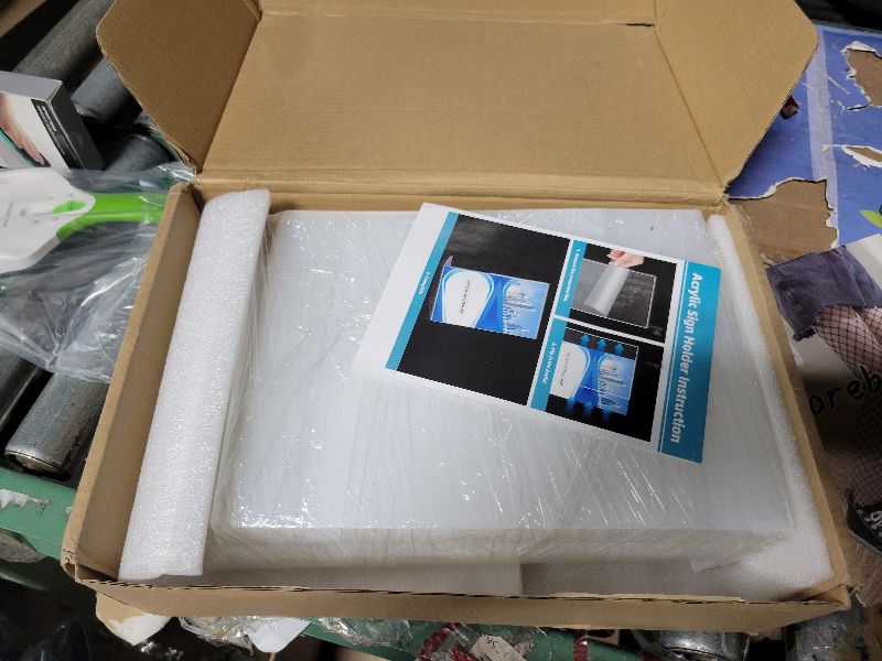 Photo 1 of 12 Pack Acrylic Sign Holder 8.5x11 Inches, Clear Plastic Table Paper Display Stand, L-Shape Vertical Menu Holder Stand, Clear Picture Photo Flyer Display Stand for Restaurants, Store, Office Desktop