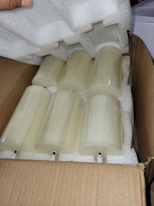 Photo 1 of 12 Pcs Ivory Flameless Candles Flat Top LED Candles with Remote Timer, Pillar Flameless Candle Bulk Flickering Battery Operated Candle for Wedding Festival Outdoor Home Decor D 3'' H 4'' 5'' 6''