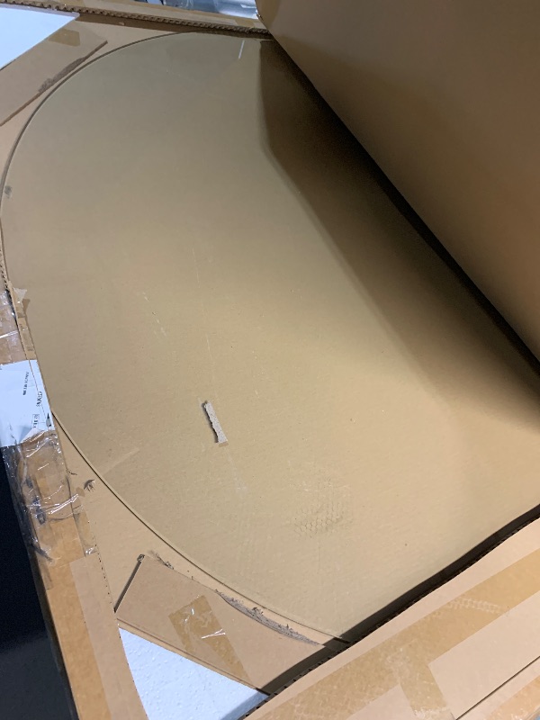 Photo 1 of [Tempered Glass] 55" x 55" Round Glass Chair Mat, Heavy Duty Hard Floor Mat with Round Corner and Polished Edge, Office Chair Mat for Carpet Office Home Hardwood Floor Desk