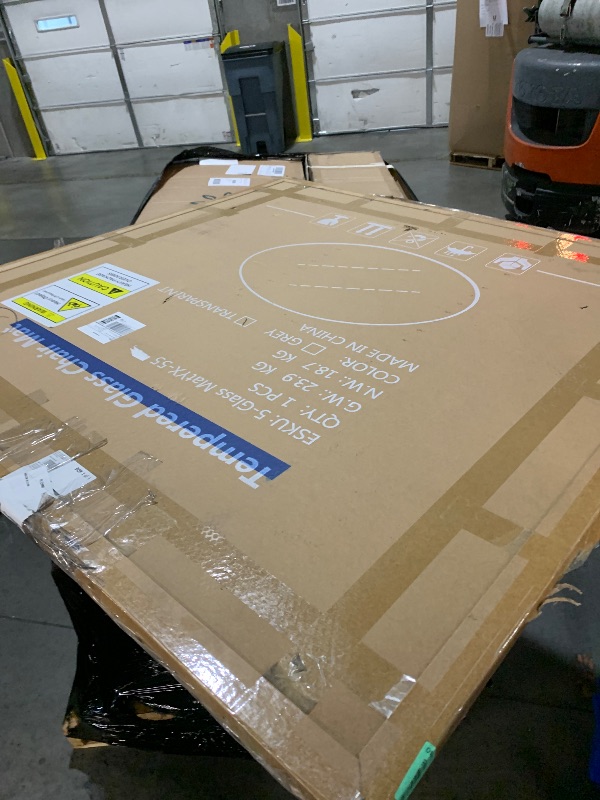 Photo 1 of [Tempered Glass] 55" x 55" Round Glass Chair Mat, Heavy Duty Hard Floor Mat with Round Corner and Polished Edge, Office Chair Mat for Carpet Office Home Hardwood Floor Desk