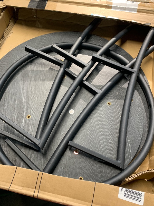 Photo 1 of (missing hardware) VASAGLE Side Table, 2-Tier Round End Table, Nightstand with Steel Frame for Small Spaces, Living Room, Bedroom, Charcoal Gray and Ink Black