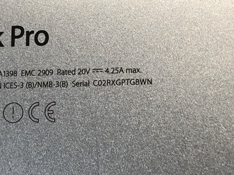 Photo 1 of (used/fair) (mid 2015) Apple MacBook Pro 15-Inch Laptop with Retina Display (2.2 GHz Intel Core i7 Processor, 16GB RAM, 256GB SSD) (Renewed)
