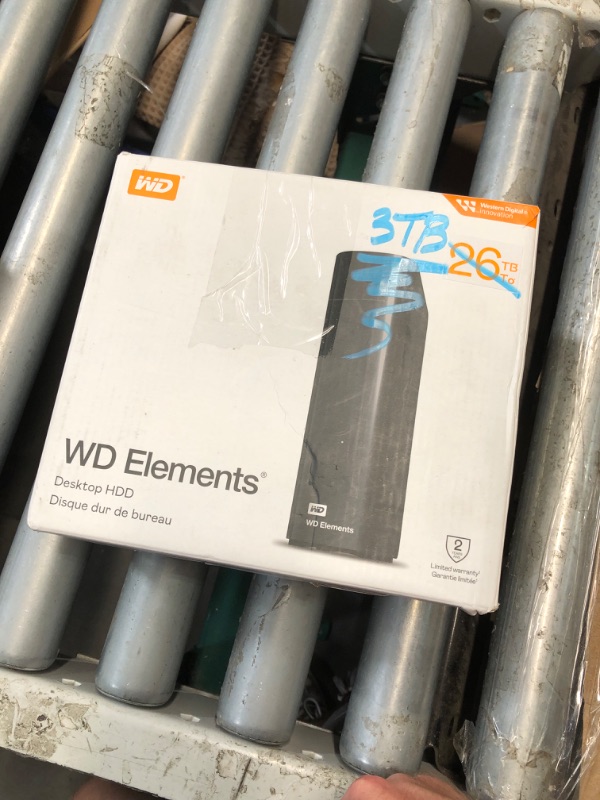 Photo 1 of (3TB) (USED/FAIR) (UNABLE TO TEST) Western Digital 26TB Elements Desktop External Hard Drive, USB 3.0 External Hard Drive for Plug-and-Play Storage - WDBWLG0260HBK-NESN