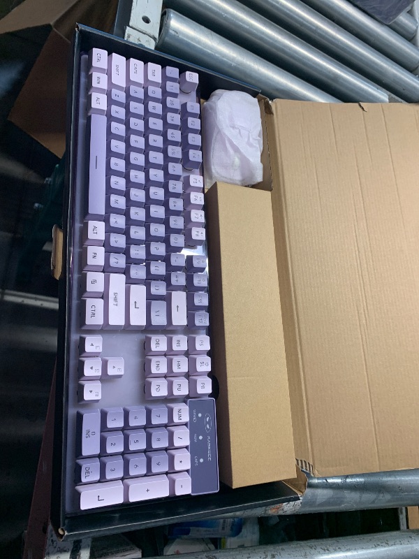 Photo 1 of MageGee V550 Wireless Gaming Keyboard and Mouse, 2.4G Full-Sized RGB LED Computer Keyboards with Transparent Shell, Rechargeable Quiet Cordless Mouse & Keyboard Combo for Laptop/PC/Desktop (Purple)