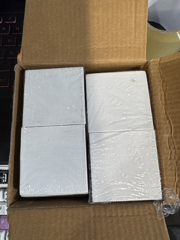 Photo 1 of (SMALL) Moinchore 100 Pcs Mini Painting Canvas Panels Art Painting Canvases Panels Cotton Blank White Small Canvas Acid Free Boards for Watercolor Acrylic Oil Paint (2 x 2 Inch)