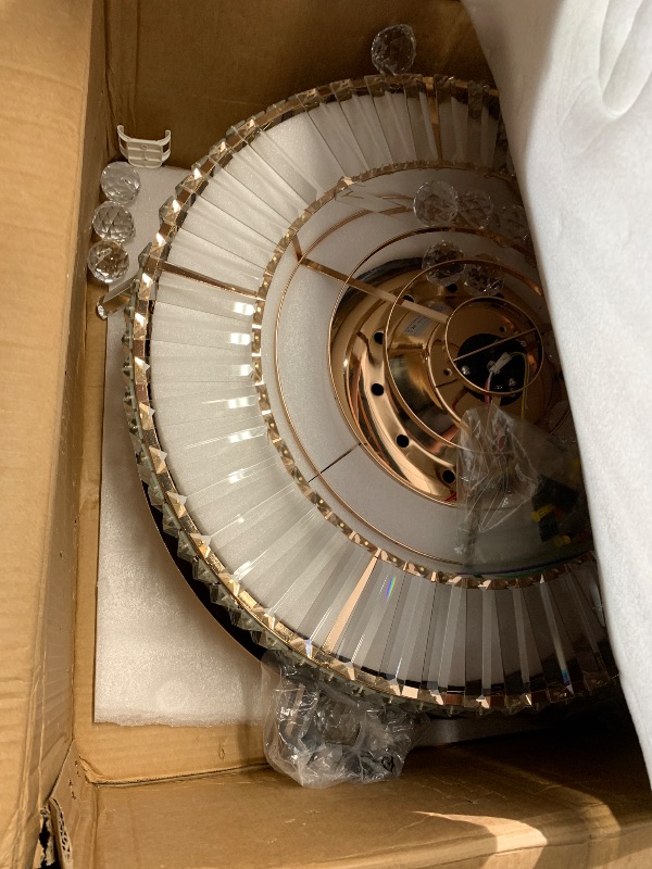 Photo 1 of (damaged)(sold for parts only) DuMaiWay 52" Alexa Ceiling Fan Chrome Smart Ceiling Fan with Light and Remote Fandelier WiFi Modern Crystal Chandelier Fan