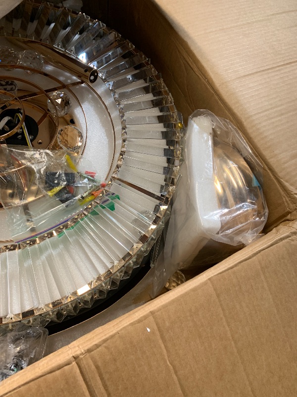 Photo 1 of (damaged)(sold for parts only) DuMaiWay 52" Alexa Ceiling Fan Chrome Smart Ceiling Fan with Light and Remote Fandelier WiFi Modern Crystal Chandelier Fan