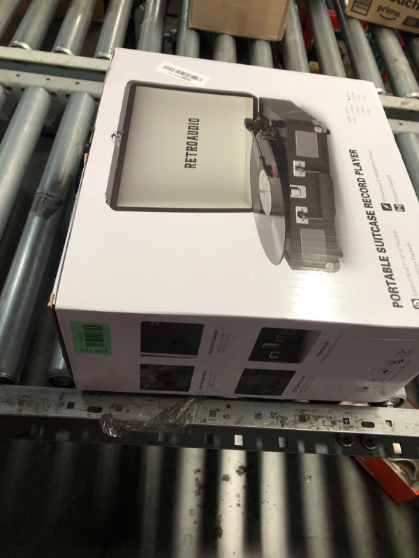 Photo 1 of ***(MINOR DAMAGE)***Vinyl Record Player 3 Speed Bluetooth Portable Suitcase Belt-Driven Record Player with 2 Built-in Stereo Speakers Vinyl Vintage Turntable Records Player with RCA Line Out, AUX Out (Dark Green)