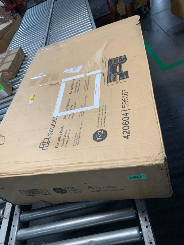 Photo 1 of ****BOX 1 of 2 ONLY****
Sauder Palladia Executive Desk, 29.5"D x 65.1"W x 29.61"H, Vintage Oak finish