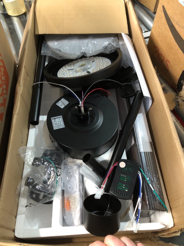 Photo 1 of (PARTIAL SET) 72 Inch Large Ceiling Fan with Remote, Indoor/Outdoor Industrial Ceiling Fan with Large LED Panel, Quiet Reversible DC Motor, 6-Speed, 3CCT, Black Ceiling Fans with Light for Patio, Livingroom, Garage