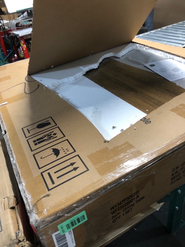 Photo 1 of (partial set legs only) Zevemomo 63"-78.7" Expandable Dining Table, 6-10 Farmhouse Kitchen Table, Extendable Dining Table, Rectangular Table with Metal Track, Widened Wood Striped Legs for Dining Room, Office-Beige Brown