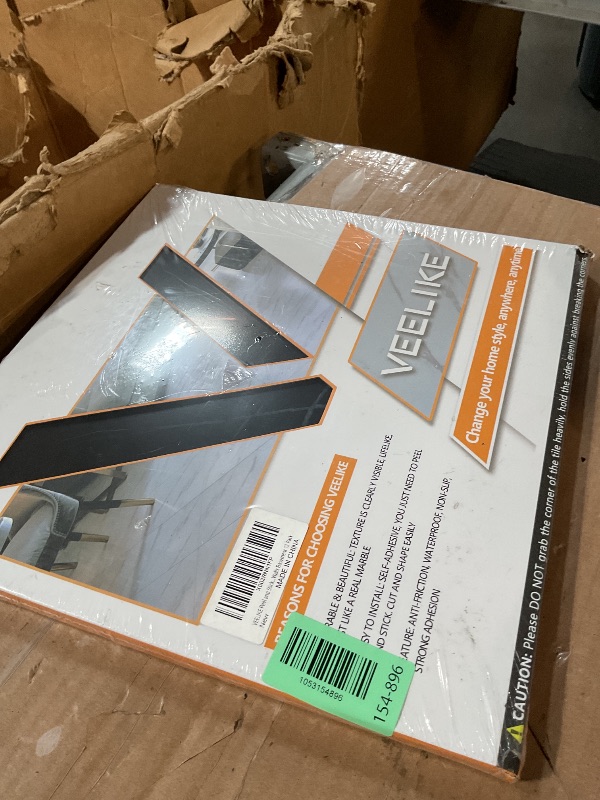 Photo 1 of (PARTIAL SET) VEELIKE Peel and Stick Vinyl Floor Tiles Black Marble Vinyl Flooring 12''x12'' Peel and Stick Floor Tile Waterproof Laminate Flooring Tile Stickers for Bedroom Bathroom Kitchen Laundry Room 12 Pack