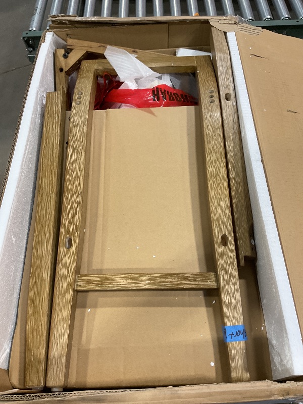 Photo 1 of ****FOR PARTS ONLY/ MISSING ASSEMBLY PIECES**** Nathan James Gracie Modern Counter Height Bar Stool with Back, Counter Stool Upholstered Chair with Natural Flax White Fabric and Brushed Light Brown Wooden Legs, Natural Flax/Brown