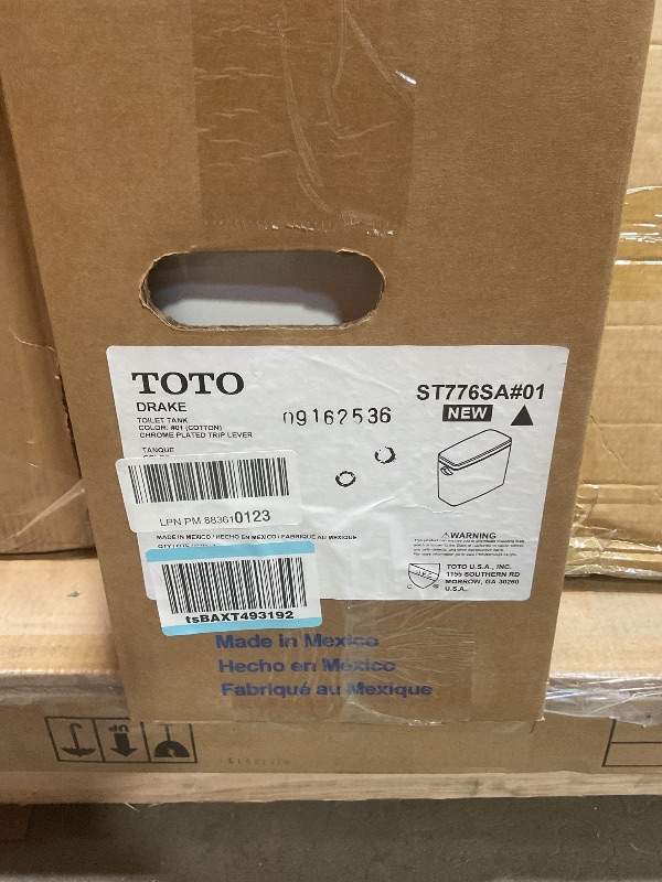 Photo 1 of ***TANK ONLY***TOTO Drake Two-Piece Elongated 1.6 GPF TORNADO FLUSH Toilet with CEFIONTECT, Cotton White - CST776CSG#01