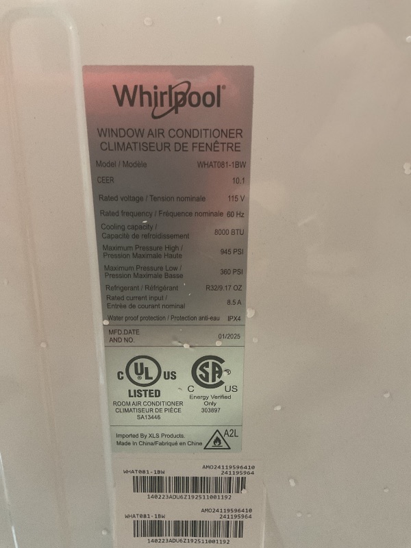 Photo 1 of **MINOR DAMAGE **Whirlpool 8,000 BTU Through the Wall Air Conditioner, 115V, Cools up to 350 Sq. Ft. for Living Room, Bedroom, Kitchen with Dehumidifier and Remote Control, White