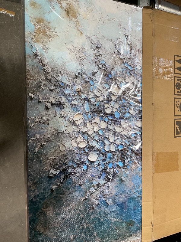 Photo 1 of **NOT TEXTURED*** crmotu Tree of Life Large Wall Art, Cherry Blossom Abstract Canvas Painting, Blue Flowers Tree Art Prints, Modern Neutral Aesthetic Pictures Wall Decor Living Room Bedroom Bathroom Office 20"X40"