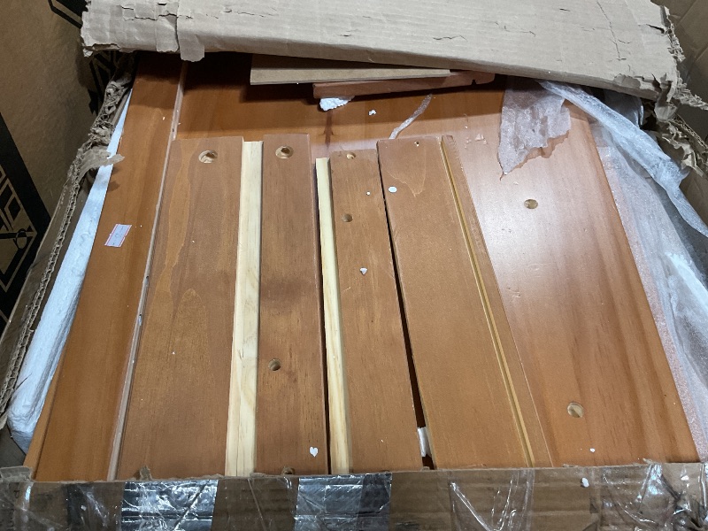 Photo 1 of **FOR PARTS/ HAS DAMAGED PIECES**** Walker Edison Blythe Scandi Minimalist 5-Drawer Solid Wood Dresser, 43 Inch, Caramel