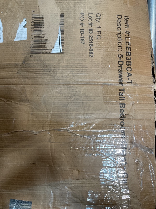 Photo 1 of **FOR PARTS/ HAS DAMAGED PIECES**** Walker Edison Blythe Scandi Minimalist 5-Drawer Solid Wood Dresser, 43 Inch, Caramel