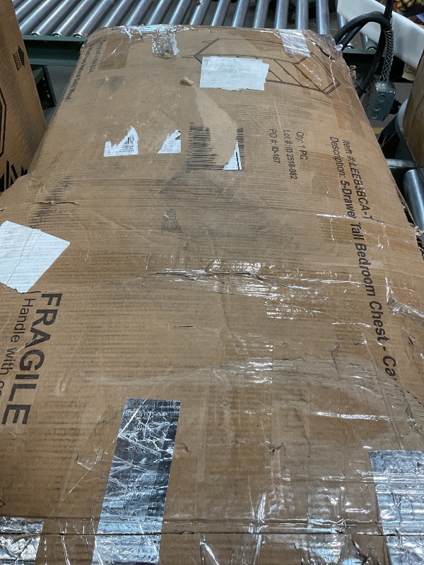 Photo 1 of **FOR PARTS/ HAS DAMAGED PIECES**** Walker Edison Blythe Scandi Minimalist 5-Drawer Solid Wood Dresser, 43 Inch, Caramel