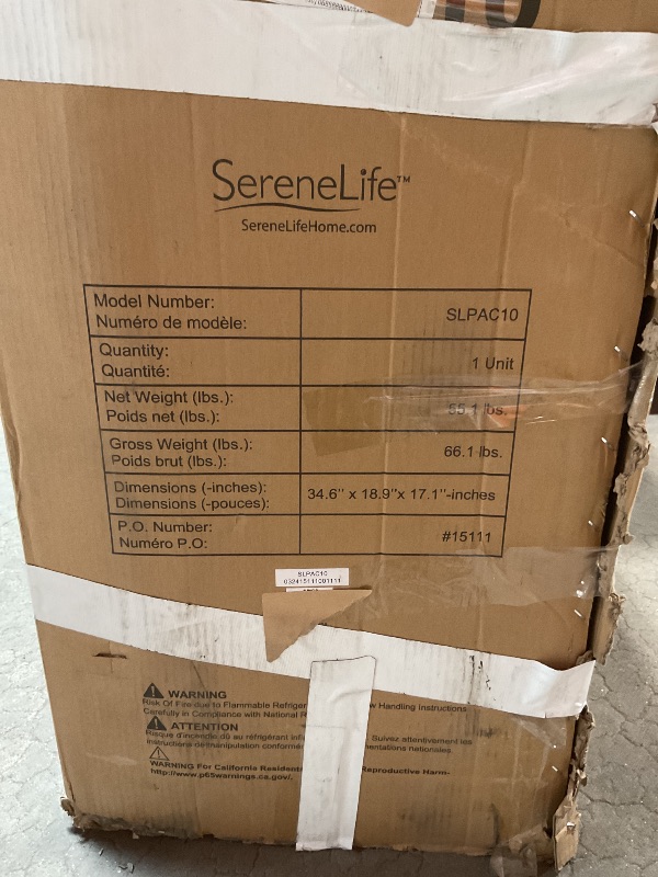 Photo 1 of **MINOR DAMAGE**SereneLife Small Air Conditioner Portable 10,000 BTU with Built-in Dehumidifier - Portable AC unit for rooms up to 450 sq ft - Remote Control, Window Mount Exhaust Kit
