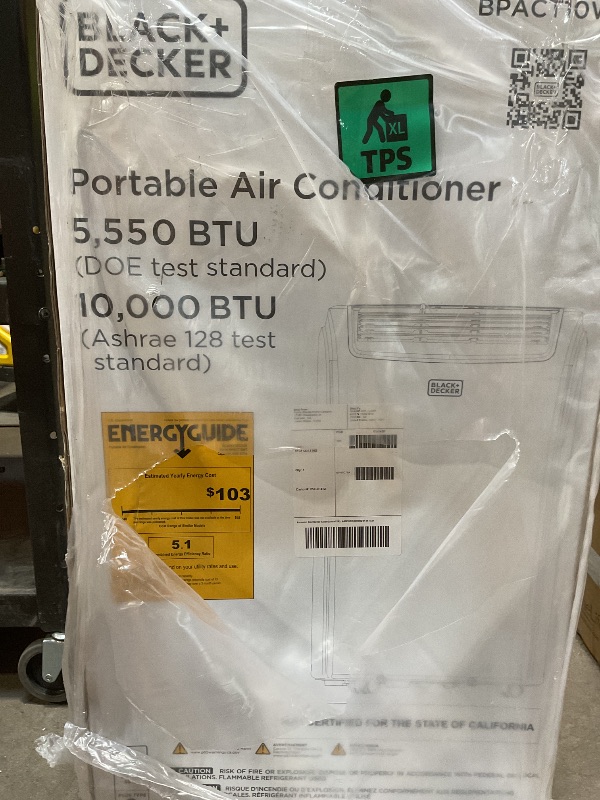 Photo 1 of *** FOR PARTS/ MISSING PIECES*** BLACK+DECKER Portable Air Conditioner, 10,000 BTU (6,300 BTU SACC) for Rooms up to 450 Sq. Ft., Portable AC with Follow Me Remote Control and Window Kit, BPACT10WT, White