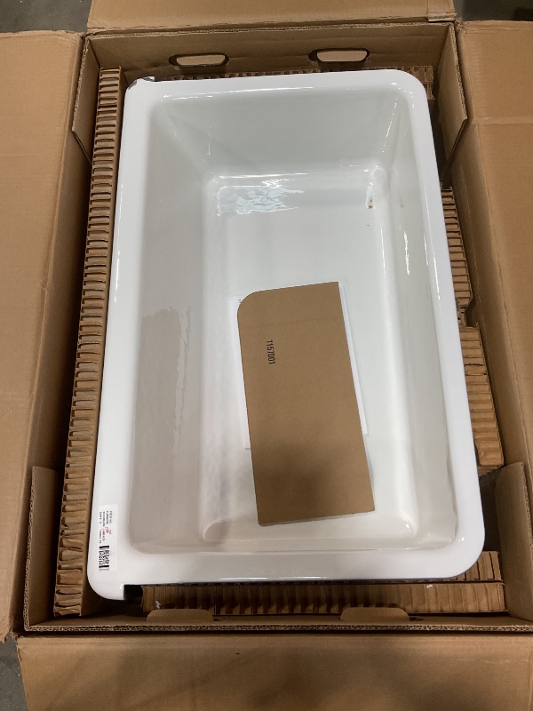 Photo 1 of **MINOR DAMAGE**Kohler 6489-0 Whitehaven® 35-3/4" undermount single-bowl farmhouse kitchen sink, White